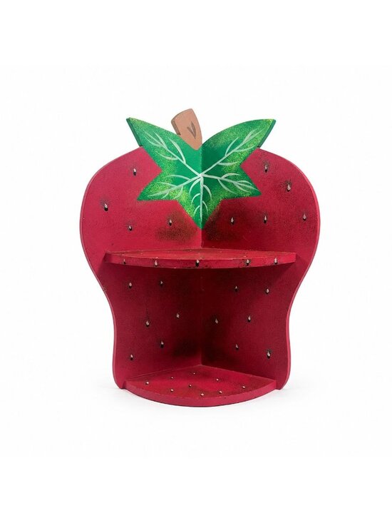 None Other - Wall Corner Shelf 90s Strawberry Vintage Wood Hanging Red Hand Painted Farmhouse